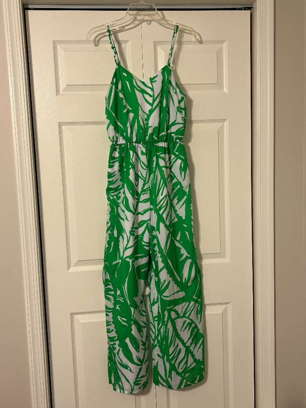 LILLY PULITZER For Target Sz S Green & White Boom Boom Palm Print Jumpsuit
